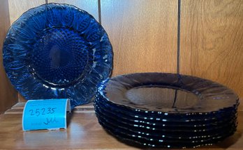R1 Eight Blue Glass 7 Inch Plates