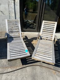 Two Wood  Patio Steamer Loungers 78in X 23in