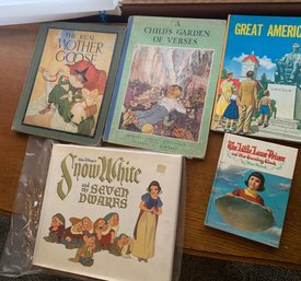 RM5 Assorted Vintage Childrens Books, The Real Mother Goose Book, Disney Snow White And The Seven Dwarves Book