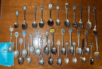 R1 Mix Of Silverplate And Stainless Souvenir Collector Spoons And Forks