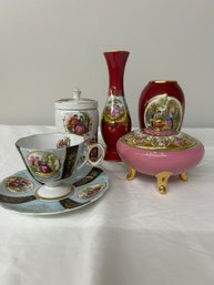 BNH Set Of Various Plates, Cups, And Vases, Teacup And Plate, Set Of Bavarian Ceramics