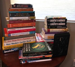 R1 Book Lot To Include Cookbooks And A Collapsable Laundry Basket