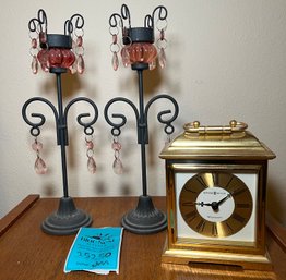 R4 Howard Miller Westminster Clock And Two Candle Holders