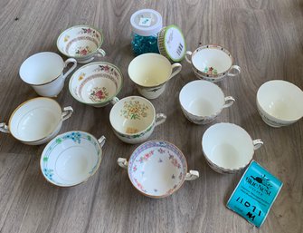 Assorted China Teacups, Craft Beads, Ribbon