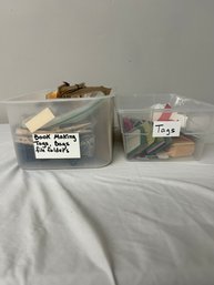 BNH Container Full Of Book Making Tags, BGs, File Folders, Container Full Of Various Tags