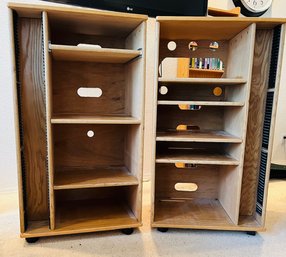 R7 Lot Of Two Entertainment Media Center Console Cabinets Shelves CD Racks