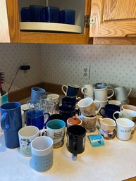 R3 Variety Of Coffee Mugs. Including Eight Matched Blue Glass And  Six Dansk Mugs
