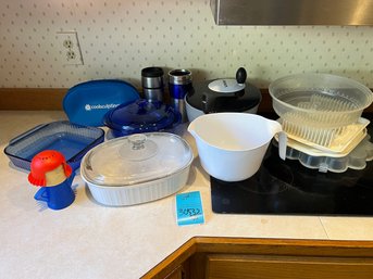 R3 Cuisinart Salad Spinner, Corning French White Casserole, Pyrex Blue Glass Baking, Microwave Accessories,