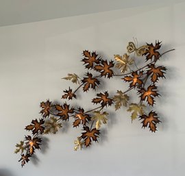 3 Metal Leaf Wall Hangings, Lights Sticks