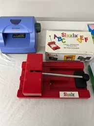 BNH Xyron Sticker Creator, Sizzix Alphabet Die Cutter, Lot Of Construction Paper In Various Colors And Sizes,