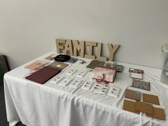 BNH Family Sign Decor, Arts And Crafts Materials, Various Notebooks, Sealed Outlet Plates, Set Of Eight Magnet