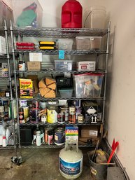 Contents On Wire Shelving. Includes But Not Limited To: 15lb Propane Tank, 12gauge Winchester Shotgun Shells
