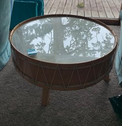 RM5 Glass Topped Drum Coffee Table, Two Extra Drum-shaped Table Toppers