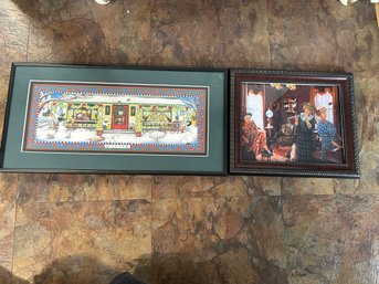 R4 Two Framed Photos, One Christmas Themed, One Music Themed