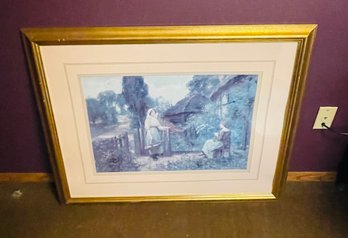 R5 Professionally Framed. Lithograph Print, Women In The Garden - Henry John Yeend King