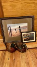 Hand Carved Wooden Ducks A Framed Pictures