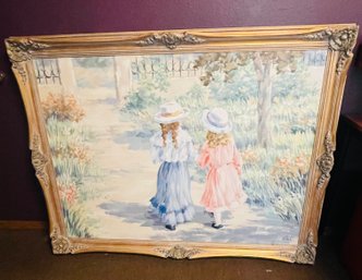 R5 Professionally Framed Painting, Down The Garden Path, Signed Latour