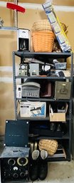 R0 Metal Shelf Rack Plus Contents! Oscilloscope, Triplett Instrument, Industrial Work Lights, Mailbox,