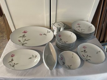 R4 China Set Two Of Three, Medium Size Platter, Gravy Boat With Stand, 12 Soup Dishes, 12 Salad-Dessert Plates