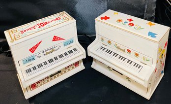 R4 Two Vintage Piano Music Boxes With Trinket Compartments