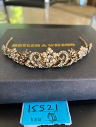 Butler And Wilson Gold Plated Crystal Tiara In Original Box