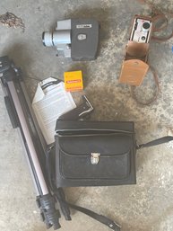 Emdeko EM 5000, Kodak Brownie 8mm Movie Camera, Trikon Tripod, Camera Bag
