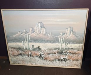 R5 Professionally Framed Artwork, 'Desert Landscape', Signed By Lee Reynolds