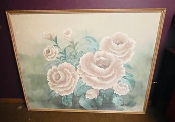 R5 Professionally Framed Painting, 'Impasto Pink Peonies', Signed By Lee Reynolds