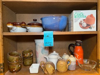 R3 Pottery Bowl, Garlic Roaster, Stoneware Handled Bowls, Pottery Salt And Pepper Shakers, Pottery Olive Oil