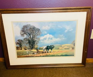 R5 Professionally Framed Lithograph Print 'The Plough After', Signed Frank Wootton