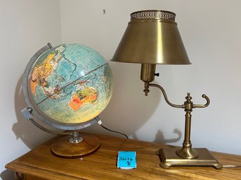 R5 Globe Lamp And Brass Desk Lamp