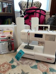 Bernette Sewing Machine Model B38 With Extension Arm And  Soft Sided Travel Case And Protective Hard Case