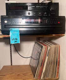 R1 Denon Precision Audio AM/FM Stereo Receiver, Integra Six Disc CD Player, And Collection Of Records