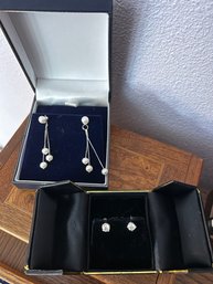 R6 Blue Heron Jewelry Pearl Hanging Earrings And Mark Tigon Stud Earrings