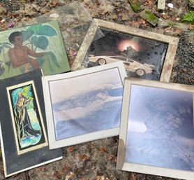 Five Pieces Of Artwork Including Two Mt. St. Helens Explosion Picture Posters