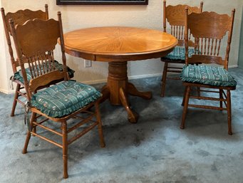 R2 Circular Table With Set Of Four Carved Chairs With Matching Cushions