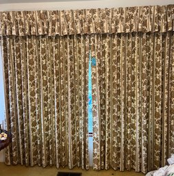 R9 Paisley Lined Pleated Curtains And Valances, With Hand Sewn Hems