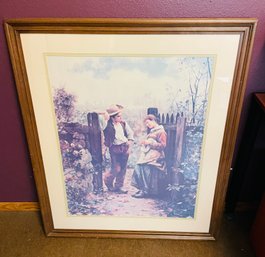 R4 Professionally Framed Lithograph, Rural Courtship By Ridgeway Knight