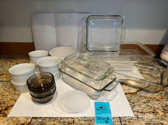 R3 Pyrex Baking Dishes, Ramekins, Pyrex Lidded Prep Bowls, Glass Loaf Pans One With Lid