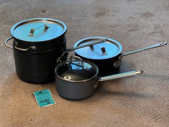 R3 Calphalon Nonstick Pot With Lid, Commercial Brand Double Boiler And Commercial Brand Sauce Pot