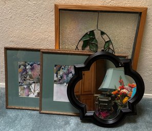 R2 Two Signed Kamikura Artworks, One Stained Glass Style Artwork, And One Decorative Mirror