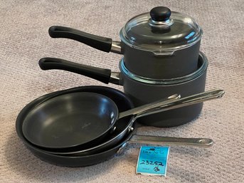 R3 Commercial Brand Skillets, Cuisinart Skillet, Scanpan Pots With Pyrex Glass Lids