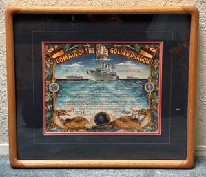 R2 USS New Jersey BB62 1968 Framed Certificate And Domain Of The Golden Dragon 1957 Framed Certificate
