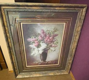 R4 Professional Framed Lithograph, Still Life Of Lilacs - Martial Hupe