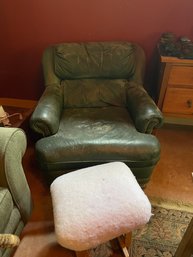 Green Chair And Small White Footrest