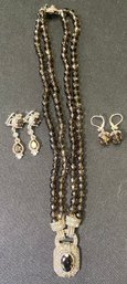 RM6 Set If Jewelry To Include One Necklace Stamped Sterling, And 2 Pairs Of Earrings 1 Marked 925, 1 Unknown