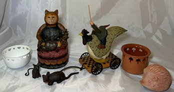 R1 Keeper Of The Birds Cat Figure, Williraye Studio WW1425, And Other Decorative Items