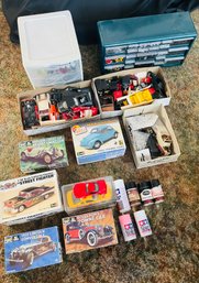 R4 Collection Of Old Incomplete Model Cars And Model Car Supplies