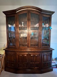R2 Vintage Ethan Allen China Hutch In Two Pieces  80in Tall 67 Inches Wide 18inches Deep   Adjustable Shelves.