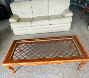 R2 Coffee Table With Criss Cross Pattern In Center